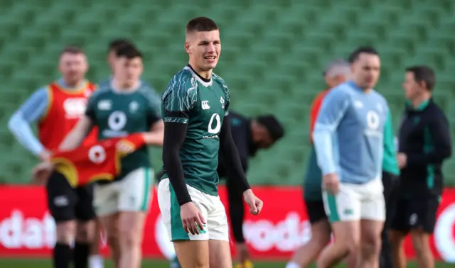 Sam Prendergast at Ireland's captains run