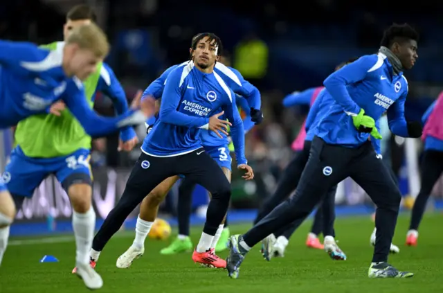 Brighton players warm up