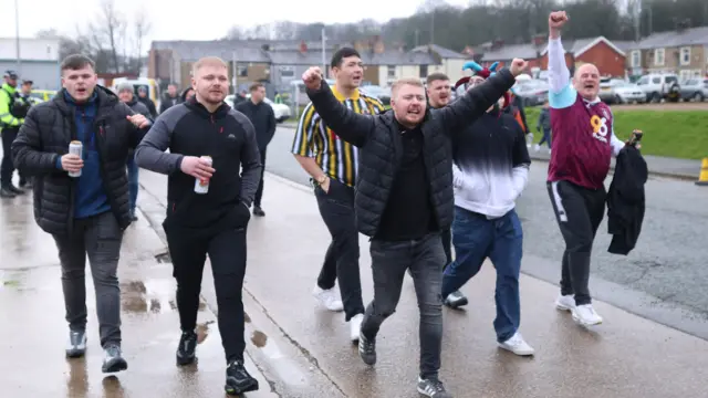 Burnley fans on their way to Ewood Park