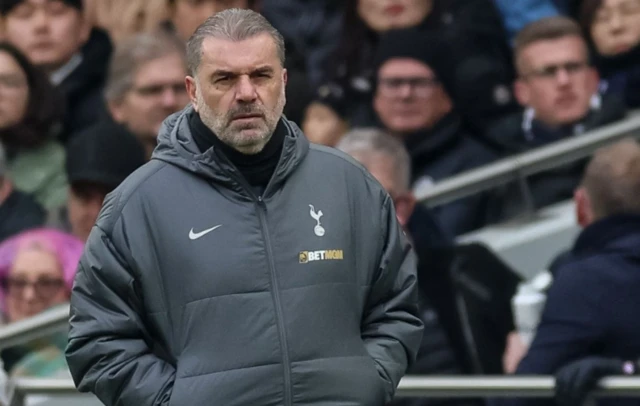 Tottenham's manager Ange Postecoglou reacts