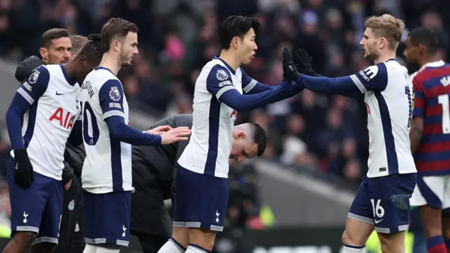 Tottenham Hotspur's Son Heung-min comes on as a substitute to replace Timo Werner