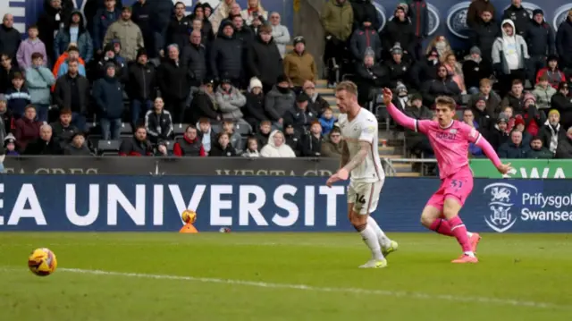 Tom Fellows opens the scoring for West Brom at Swansea