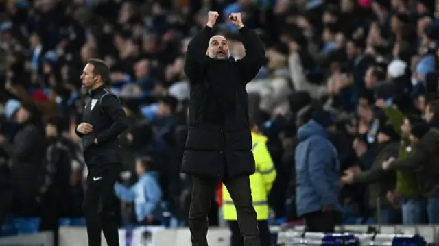 Pep Guardiola celebrates