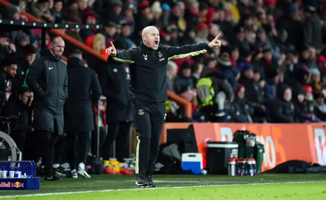 Sean Dyche gestures instructions from the sideline