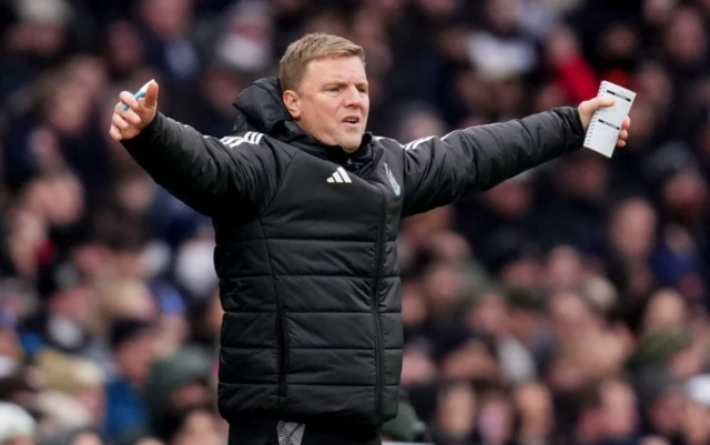 Newcastle United manager Eddie Howe looks on