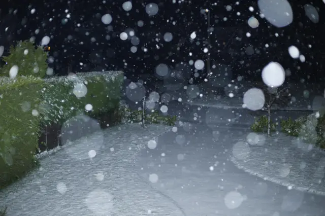 Snowy driveway in Corsley Heath, Wiltshire