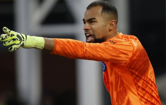 Chelsea's goalkeeper Robert Sanchez gestures