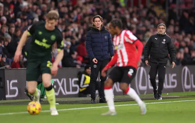 Thomas Frank, Manager of Brentford looks on