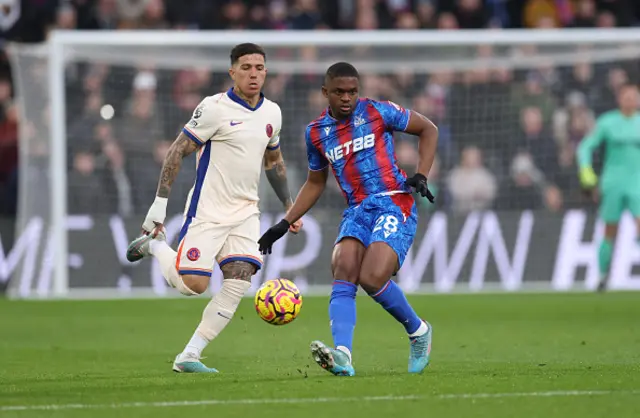 Cheick Doucoure of Crystal Palace makes a pass