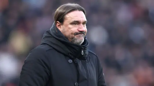 Leeds manager Daniel Farke grimaces at the MKM Stadium