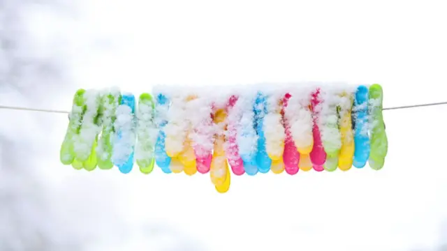 A general view of pegs on a washing line in Bradford