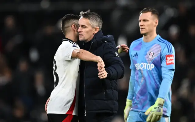 McKenna embraces Pereira at full time