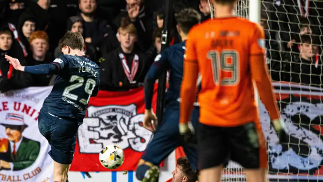 James Penrice scores for Hearts against Dundee United