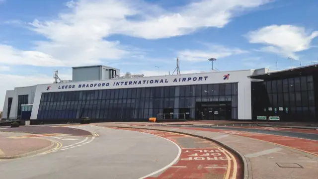 A small airport seen from the entrance