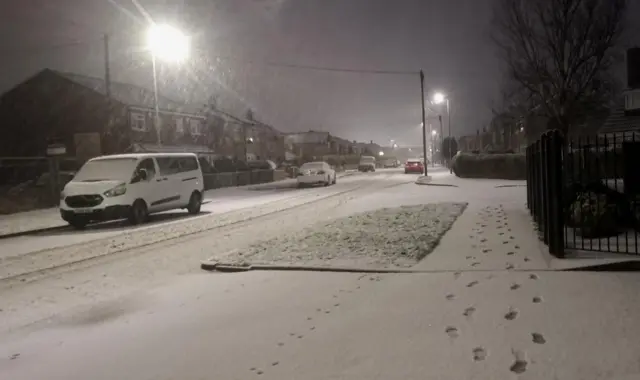 A snow covered street