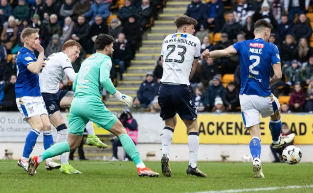 Simon Murray scores for Dundee against St Johnstone