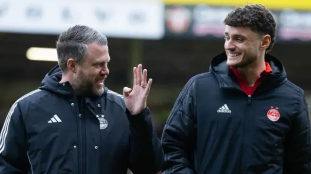 Aberdeen manager Jimmy Thelin with Dante Polvara