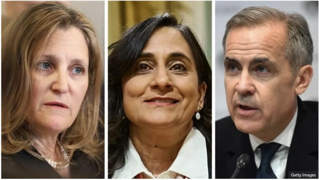 Christy Freeland, Anita Anand and Mark Carney