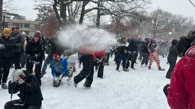 Snowball fight in Washington DC. Photo: 6 January 2025