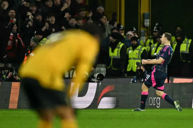 Chris Wood celebrates after scoring against Wolves