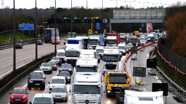 Bumper-to-bumper traffic on a four-lane highway