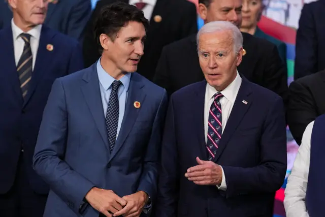 Justin Trudeau (left) and Joe Biden at the G20 Leaders Summit in Brazil