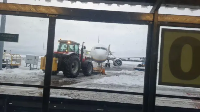 A plane at Leeds Bradford Airport