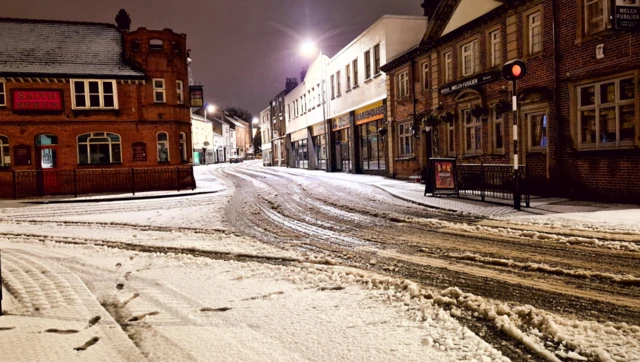 Over in Wrexham sleet showers covered the town centre