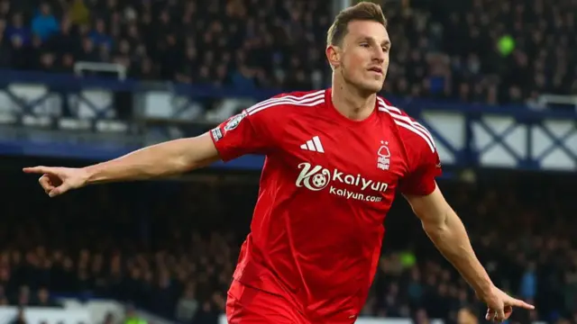 Chris Wood of Nottingham Forest celebrates scoring