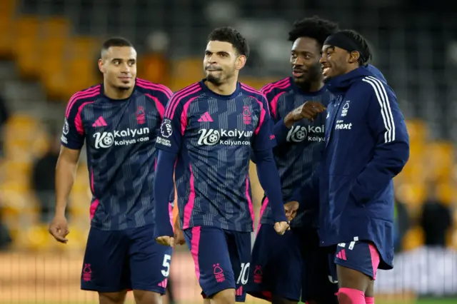 Nottingham Forest players celebrate post match