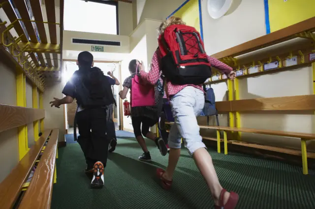 School children leaving school