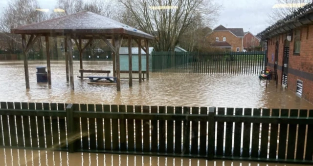 Flooding in Brookside in Syston