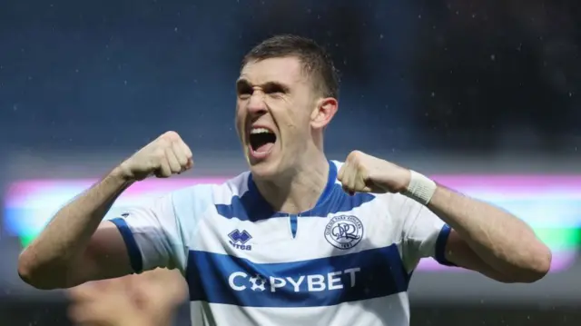 QPR's Jimmy Dunne celebrates their victory over Watford