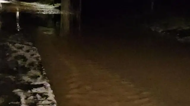 Standing water on a road