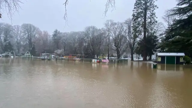 A flooded park