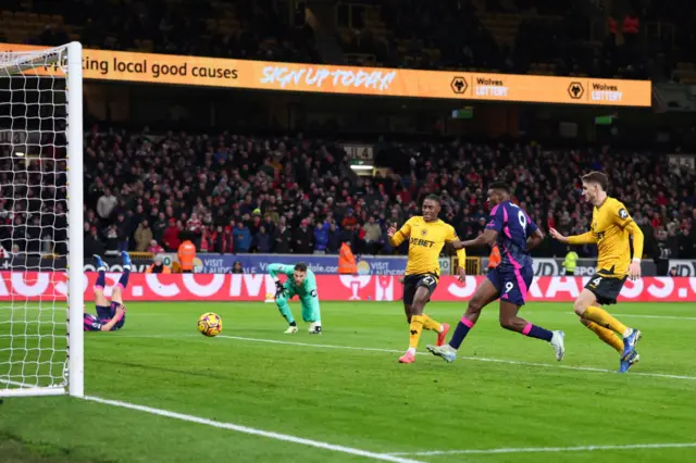 Taiwo Awoniyi scores Nottingham Forest's third goal of the game