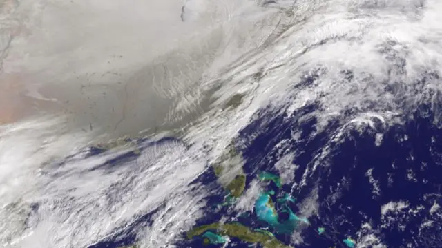 Polar vortex over the US east coast on 6 January - satellite image, Nasa Science Photo Library