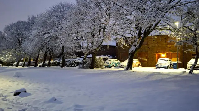 A snow covering in Darwen near Blackburn