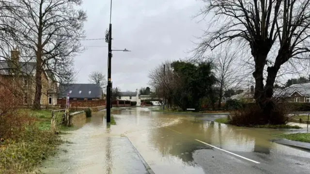 Flooded road in Lincolnshire