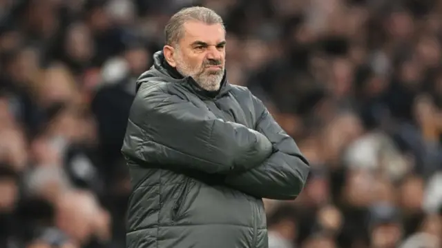 Ange Postecoglou, Manager of Tottenham Hotspur, looks on