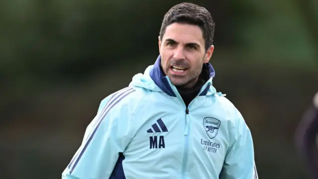 Arsenal manager Mikel Arteta during a training session