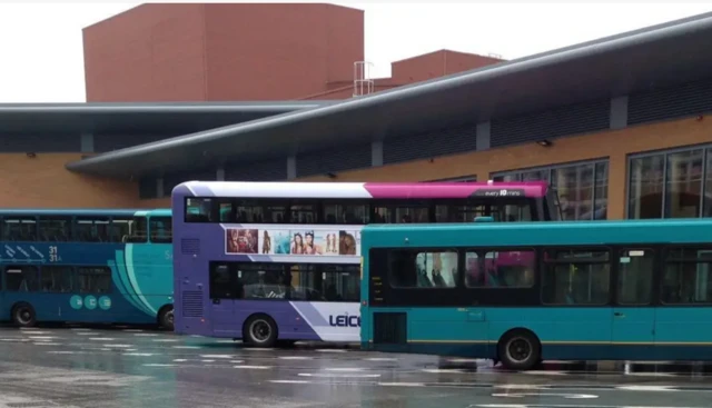 Number of buses outside Leicester bus station