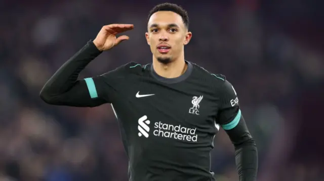 Trent Alexander-Arnold of Liverpool celebrates scoring