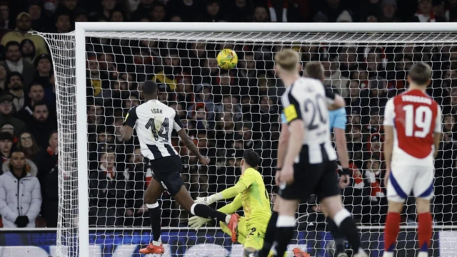 Newcastle United's Alexander Isak scores