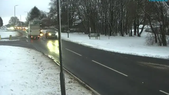 A snowy road in the Peak District