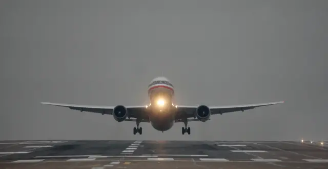 Plane taking off at Manchester Airport