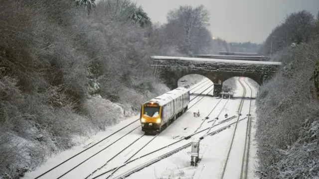 A train on Hunt's Cross line in Liverpool pictured on 5 January