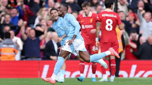 Callum Hudson-Odoi of Nottingham Forest celebrates after scoring against Liverpool