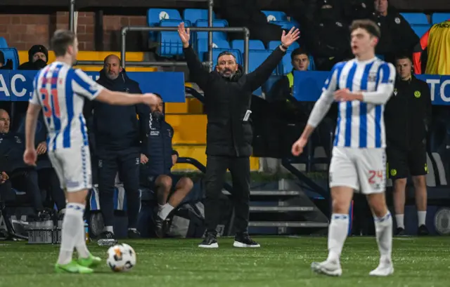 Kilmarnock Manager Derek McInnes during a William Hill Premiership match between Kilmarnock and Motherwell  at The BBSP Stadium Rugby Park