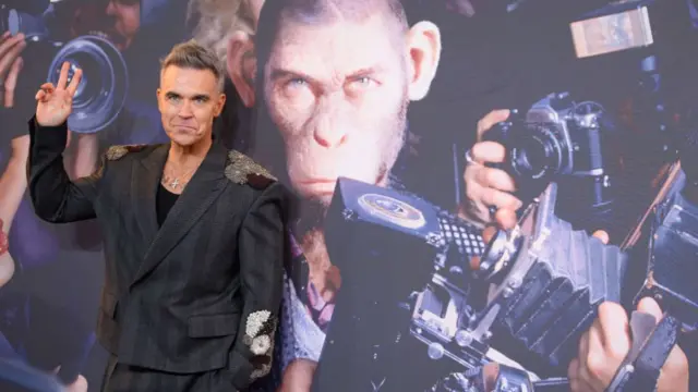 Robbie Williams attends the "Better Man" European Premiere at the Odeon Luxe Leicester Square